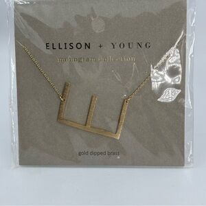 Ellison + Young Monogram Collection E Gold Tone Necklace Initial Jewelry Initial